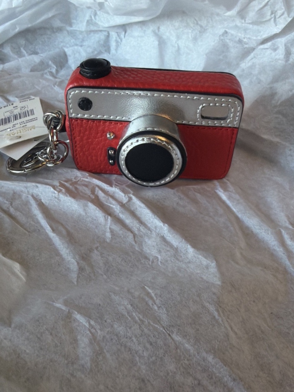 Michael Kors Camera Bag Charm Key Fob DK SANGRIA Red NWT